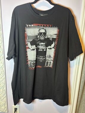 Harley-Davidson Black Graphic Tee with Photo of Willie G. Size 3XL
